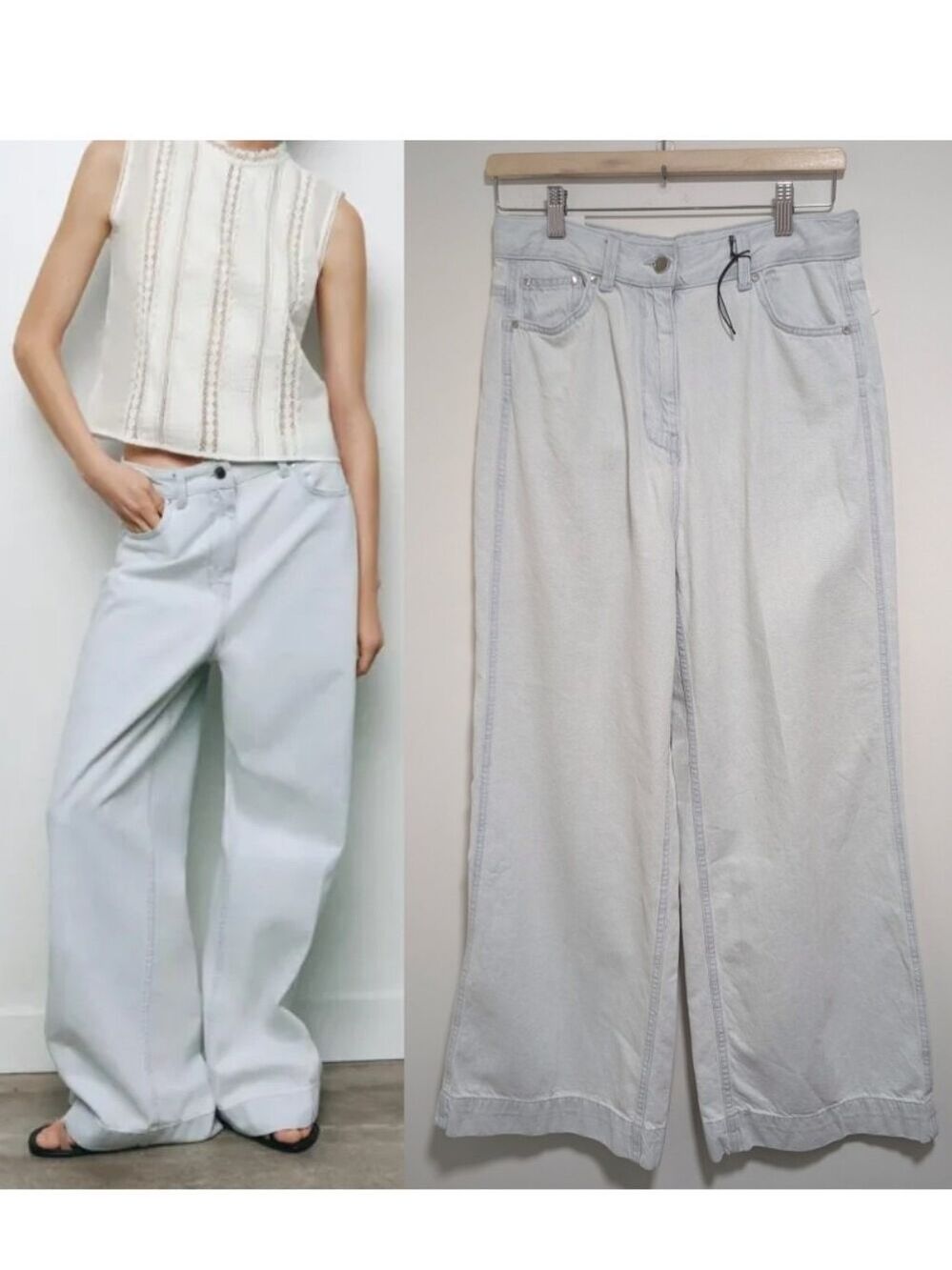 Zara | The ZW High Rise Loose Jeans In Bleach Wash